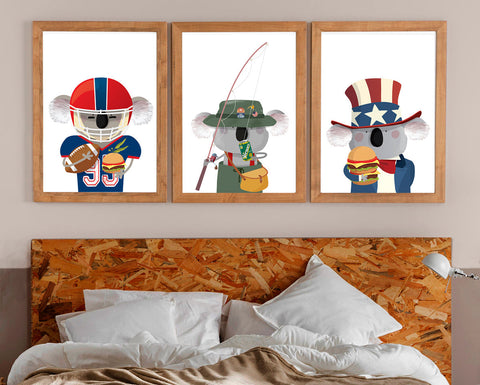 Three framed Australian Art prints on a wall - great gift for American friends and family