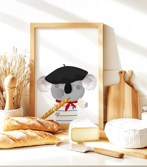 Australian gift for French people : koala from France with cheese and baguette