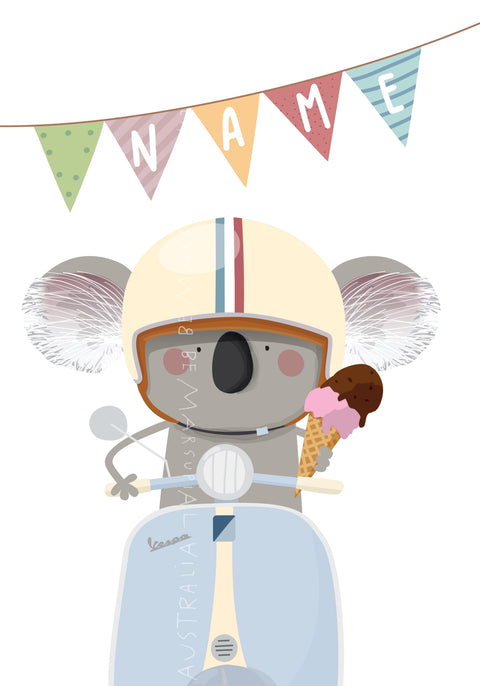 (Customisable Garland) Blue Vespa Koala