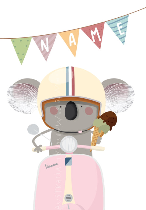 (Customisable Garland) Pink Vespa Koala