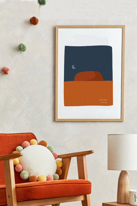 art print featuring the australia iconic uluru in a bold style