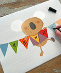 paper placemat for party decoration in Australia with a koala. Party supply