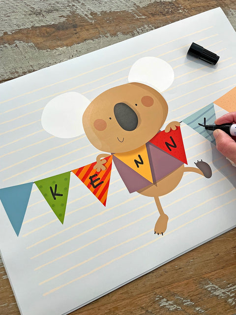 paper placemat for party decoration in Australia with a koala. Party supply