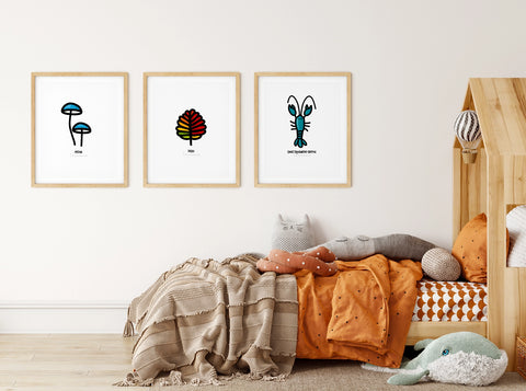 cute nursery with 3 souvenir prints feauring tasmanian icons