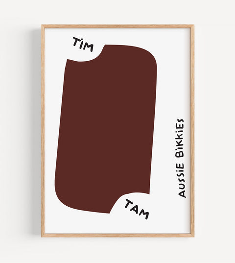 fun kitchen art print featuring the australia iconic tim tam biscuit in in a bold style