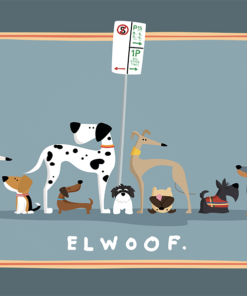 Dogs of Elwood tea towel
