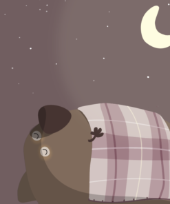 wombat sleeping - nursery print - close view